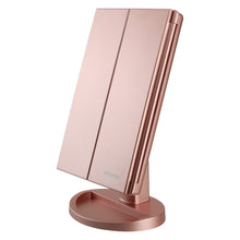 Load image into Gallery viewer, deweisn Tri-Fold Lighted Vanity Makeup Mirror with 21 LED Lights,3X/2X Magnification Mirror,Touch Sensor Switch, Two Power Supply Mode Tabletop Makeup Mirror,Travel Cosmetic Mirror
