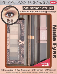 Physicians Formula Shimmer Strips Custom Eye Enhancing Kit with Eyeshadow, Eyeliner & Mascara, Nude